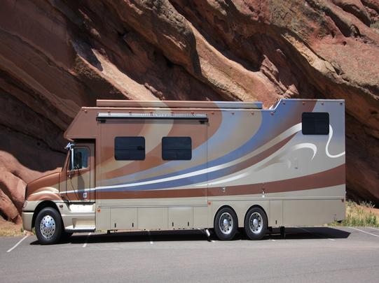 Pony express motor home with loft over garage